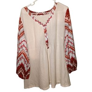 🍁 3/$15 Boho Balloon Sleeve Tunic Top